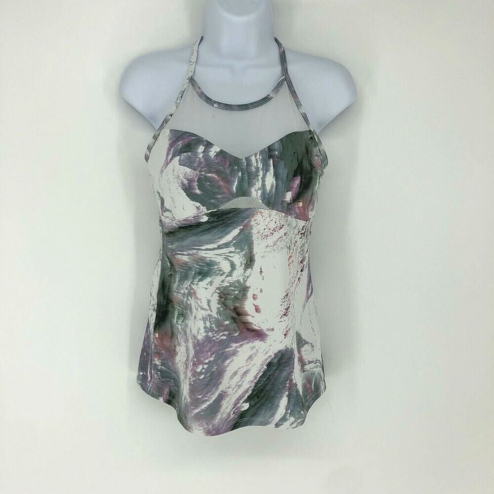Fabletics Small Daphne Performance Tank Stratus/White Support Mesh Workout Gym